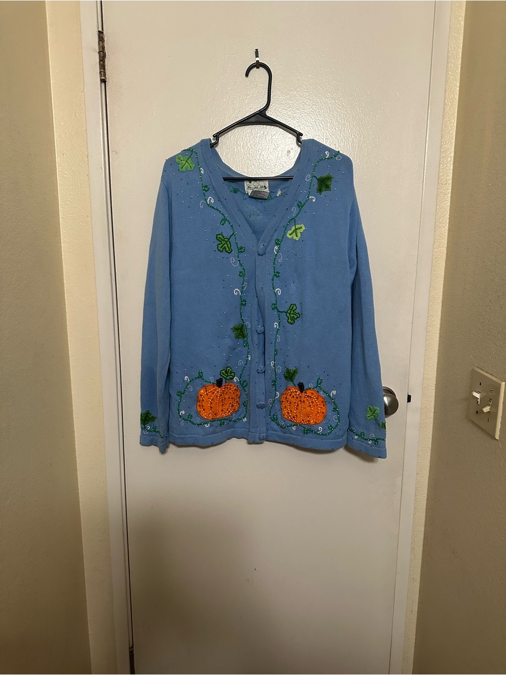 Quacker Factory Vintage Novelty Cardigan Autumn themed size Large